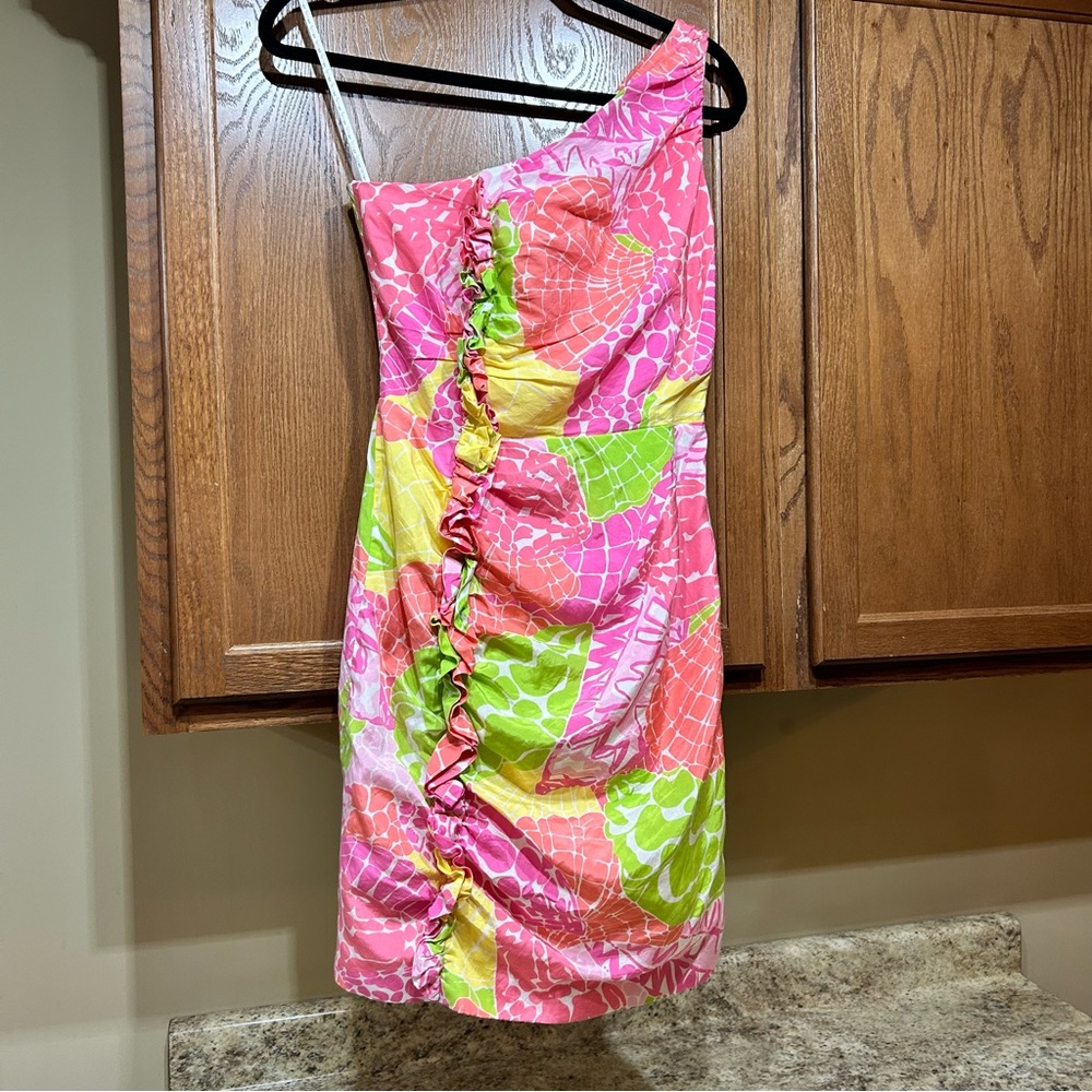 Lilly Pulitzer Julianne One-Shoulder Dress in Ginger Orange - Size 2